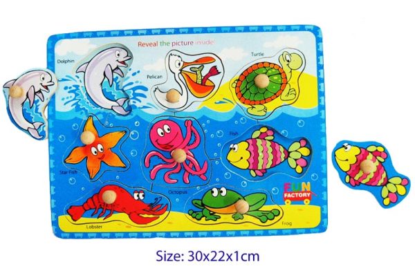 Wooden Peg Puzzle Sealife