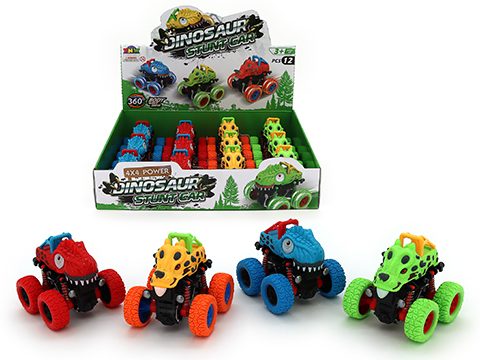 FRICTION ROTATING DINOSAUR STUNT CAR – 9cm - Blueberry Express FRICTION ROTATING DINOSAUR STUNT CAR – 9cm