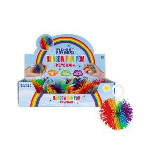 Rainbow Pom Pom Keychain